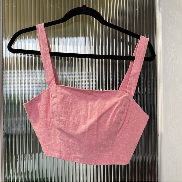 Dynamite Linen Red Crop Top - Picture 1 of 8